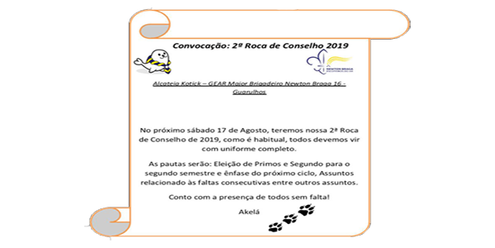 Segunda Roca de Conselho - Dia 17/08/2019