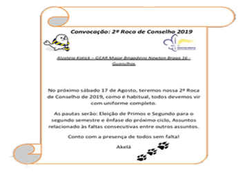 Segunda Roca de Conselho - Dia 17/08/2019